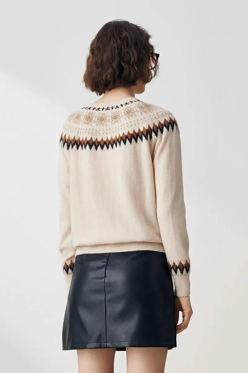100 Cashmere Quarter Button Fair Isle Sweater