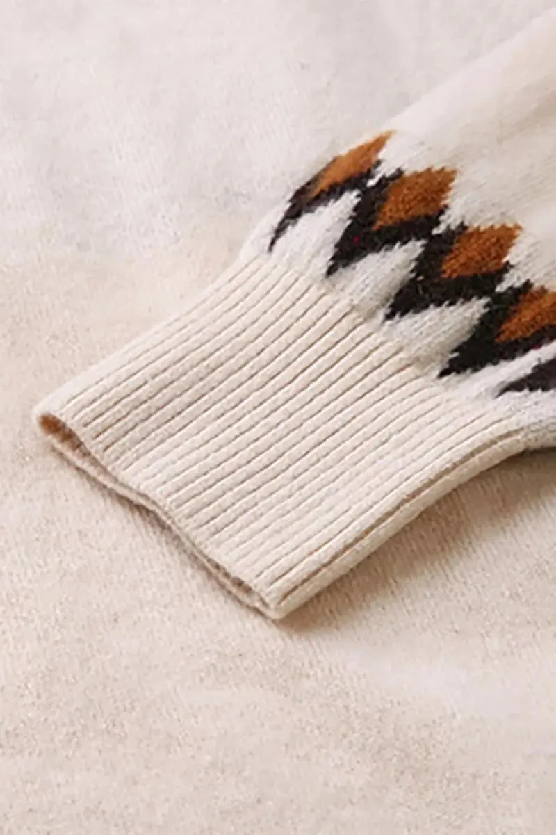 100 Cashmere Quarter Button Fair Isle Sweater
