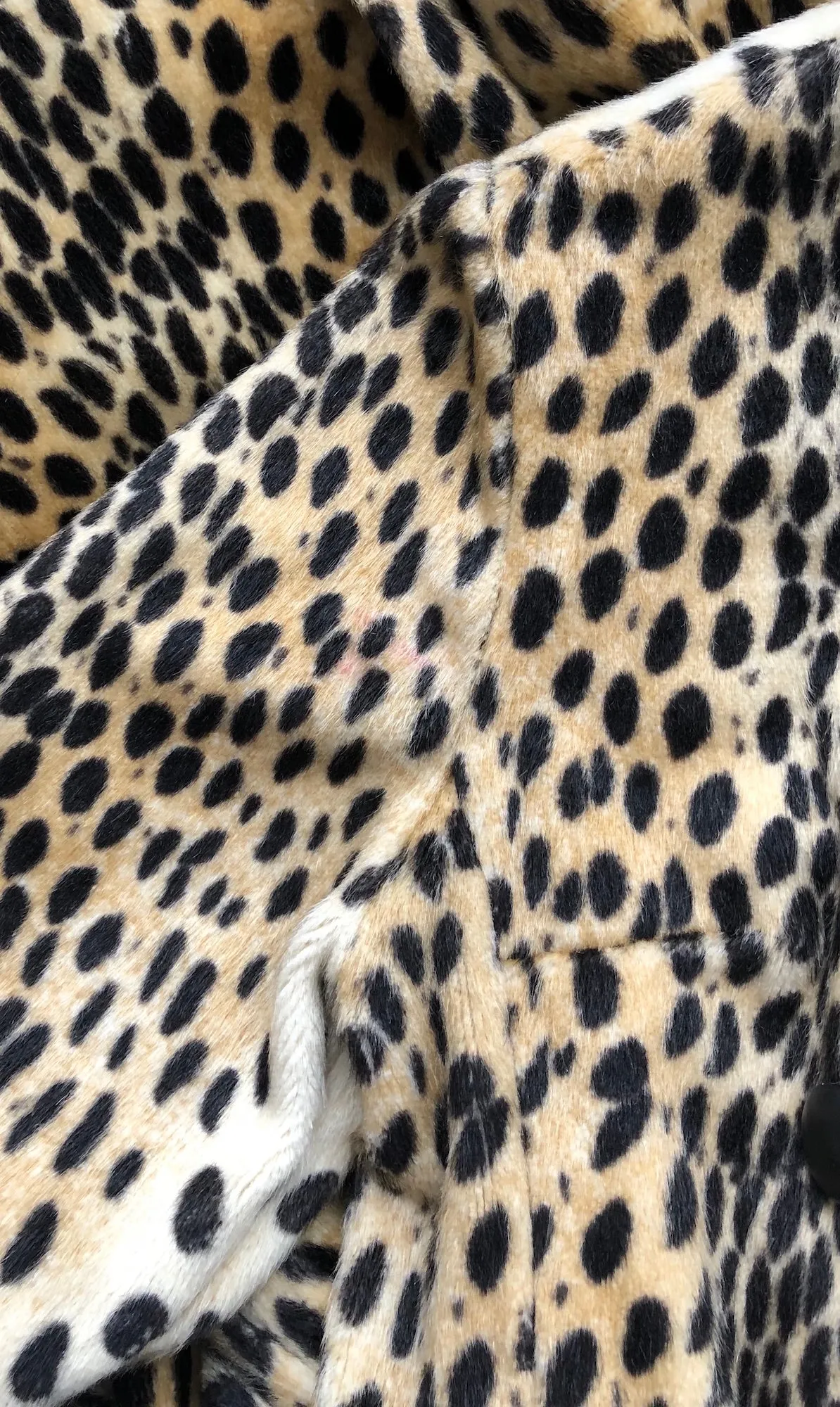 1960s Leopard Print Faux Fur Double-Breasted Coat