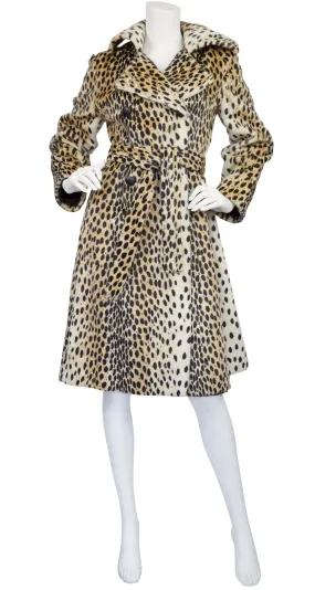 1960s Leopard Print Faux Fur Double-Breasted Coat