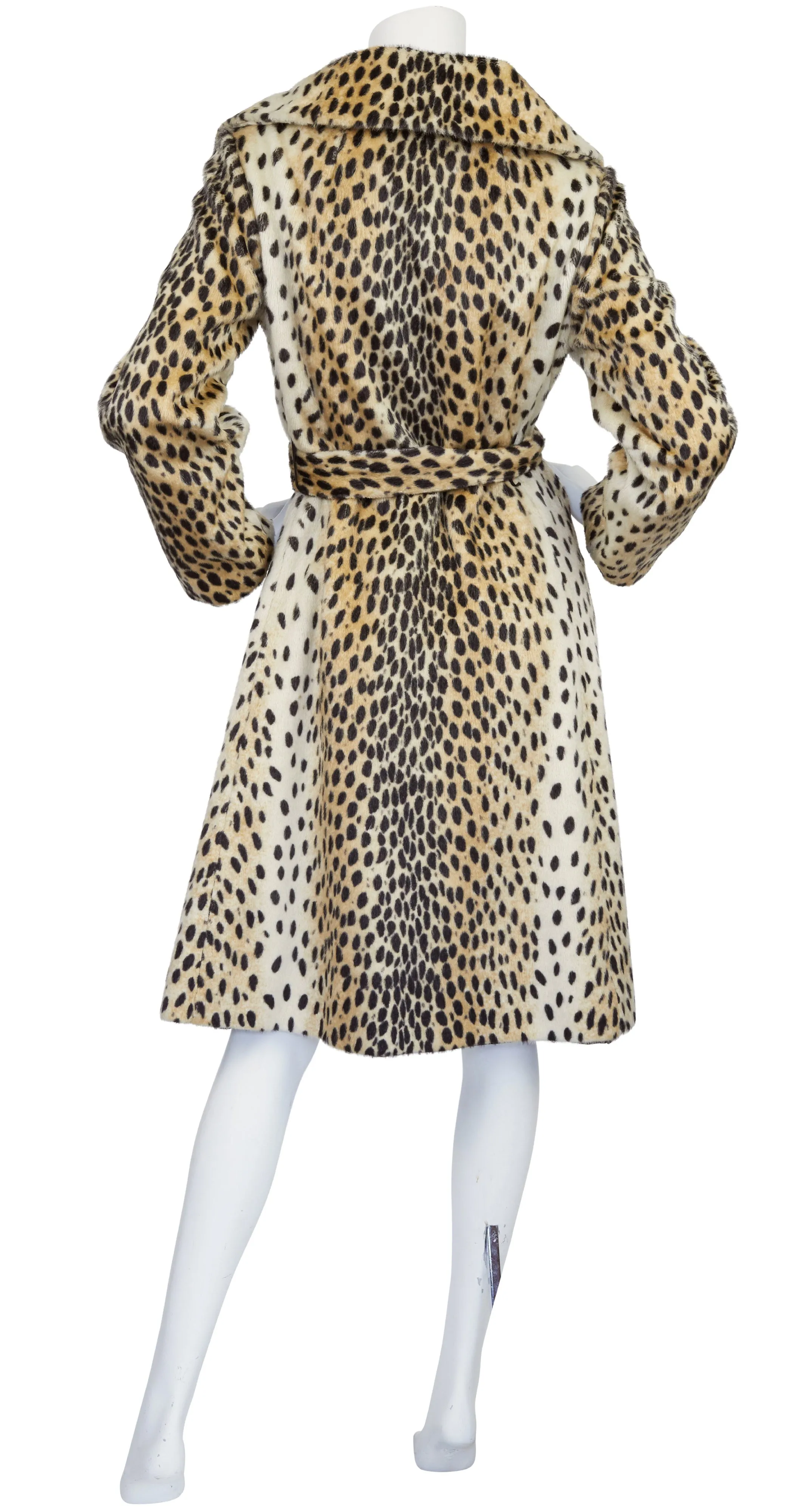 1960s Leopard Print Faux Fur Double-Breasted Coat