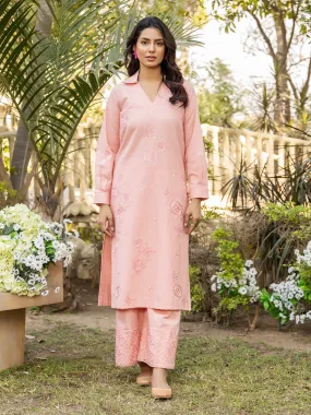 2pc- Embroidered Solid Suit