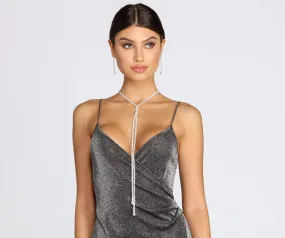 A Twist Of Rhine Lariat Necklace Set