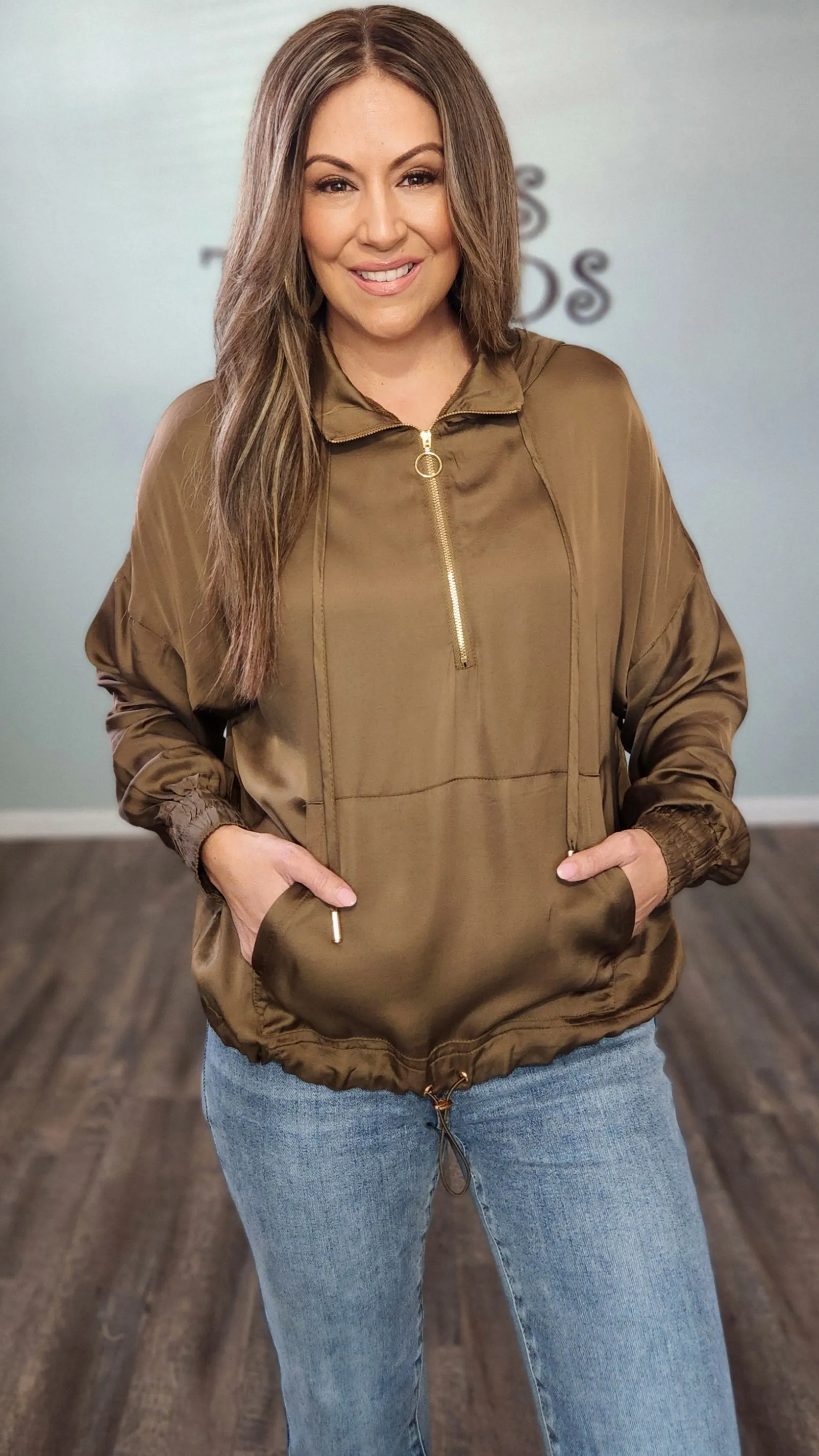 Achieve Effortless Style Hoodie Pullover-Olive Green