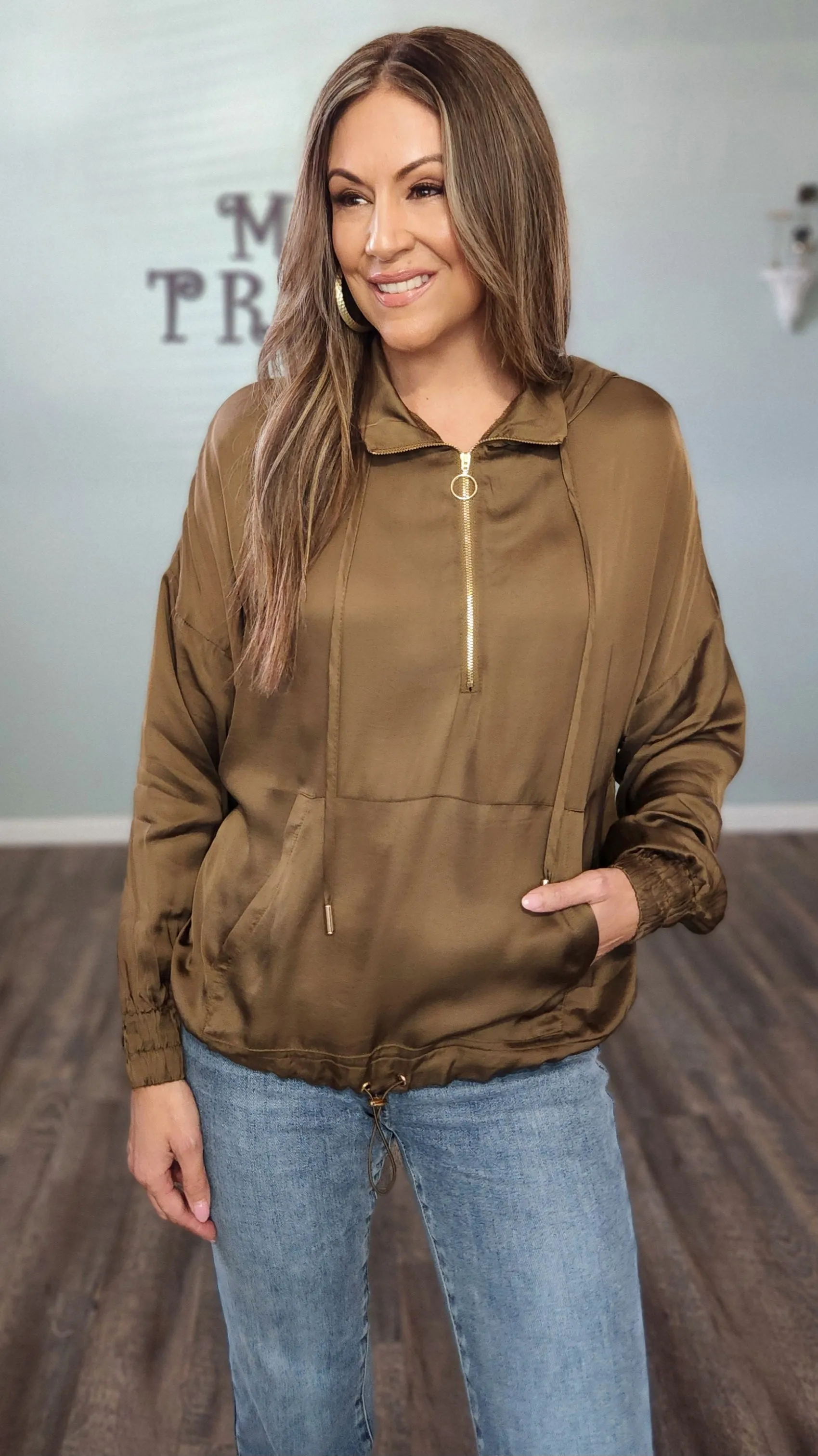 Achieve Effortless Style Hoodie Pullover-Olive Green