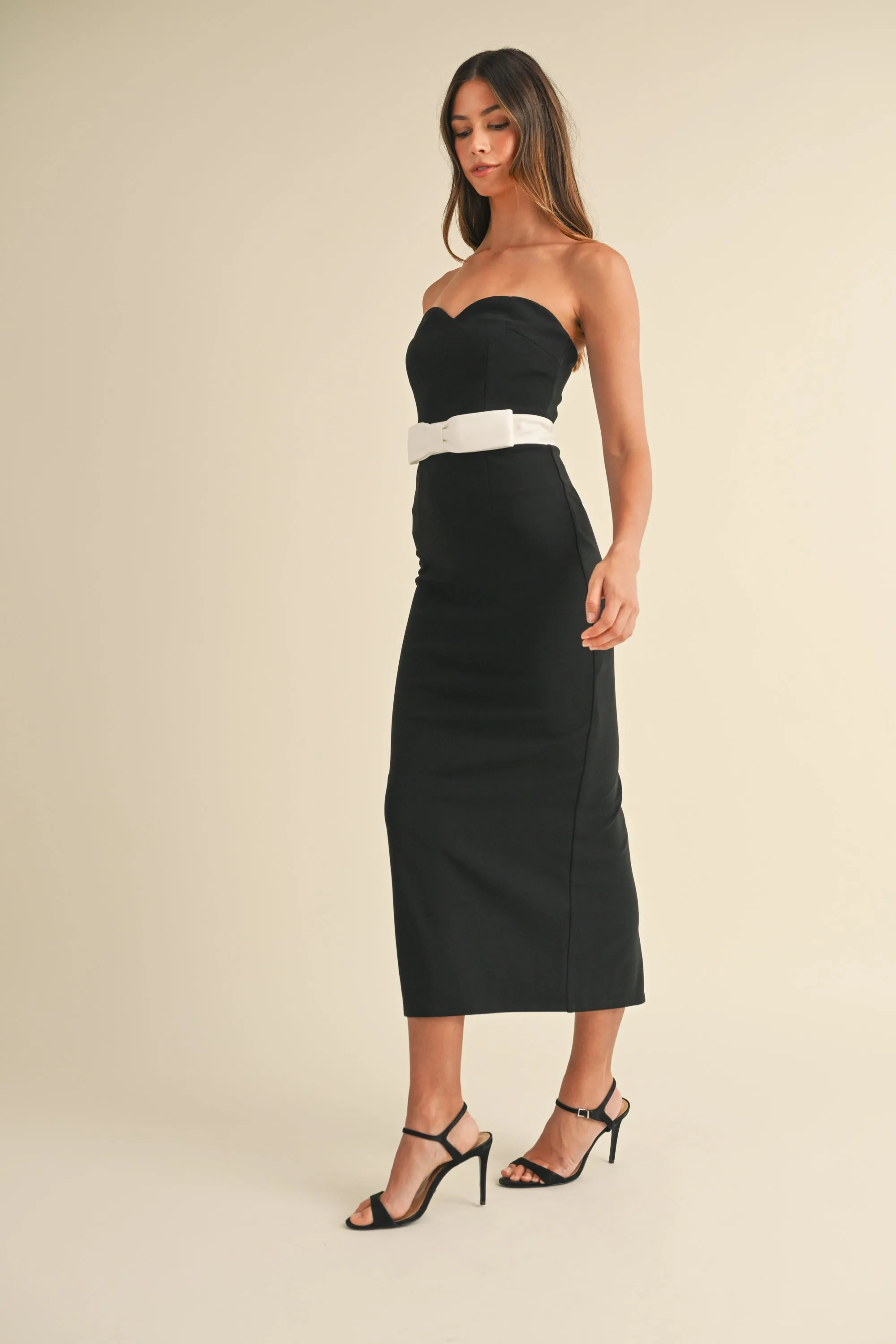 AMELIA WAIST BOW MIDI DRESS