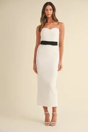 AMELIA WAIST BOW MIDI DRESS
