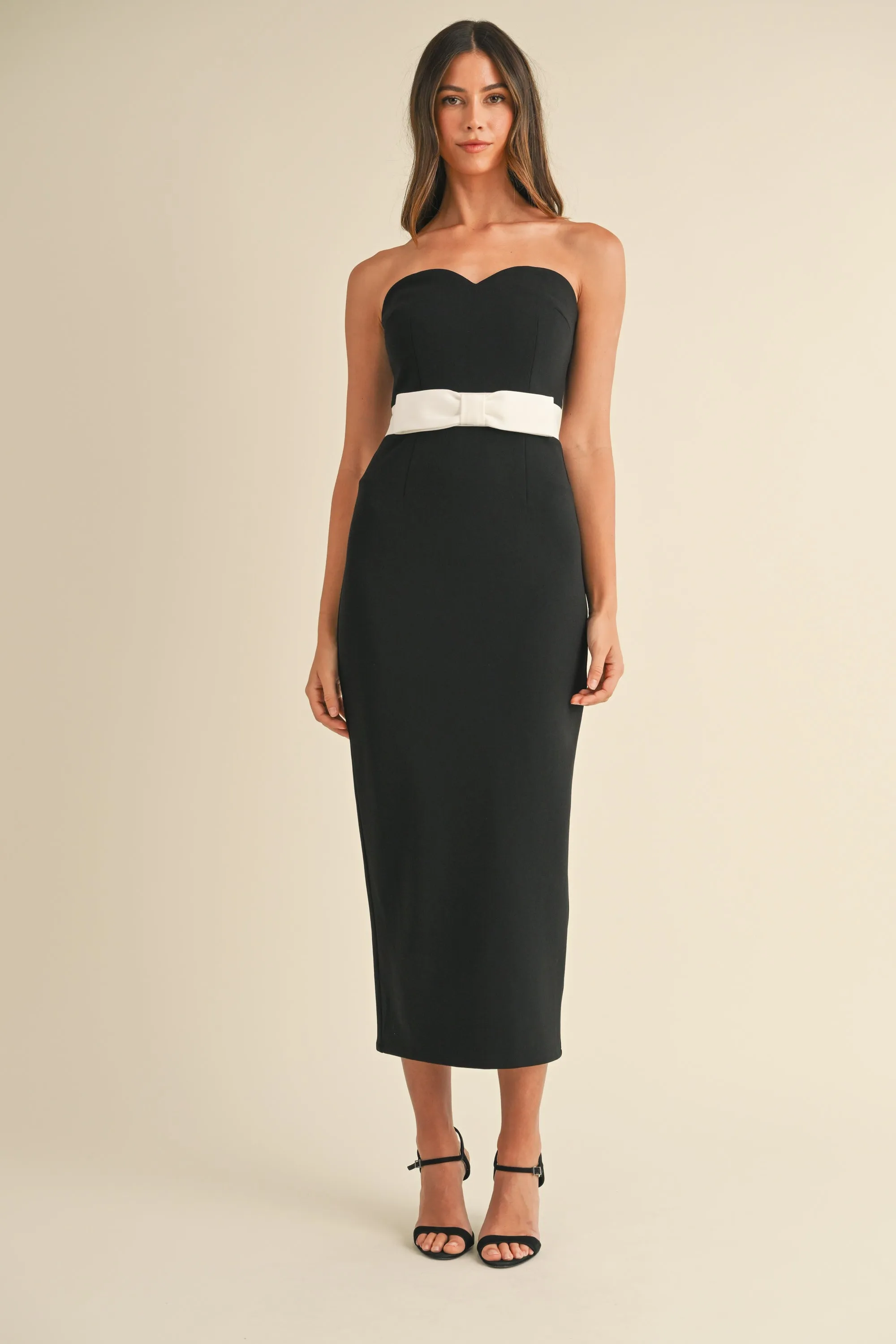 AMELIA WAIST BOW MIDI DRESS