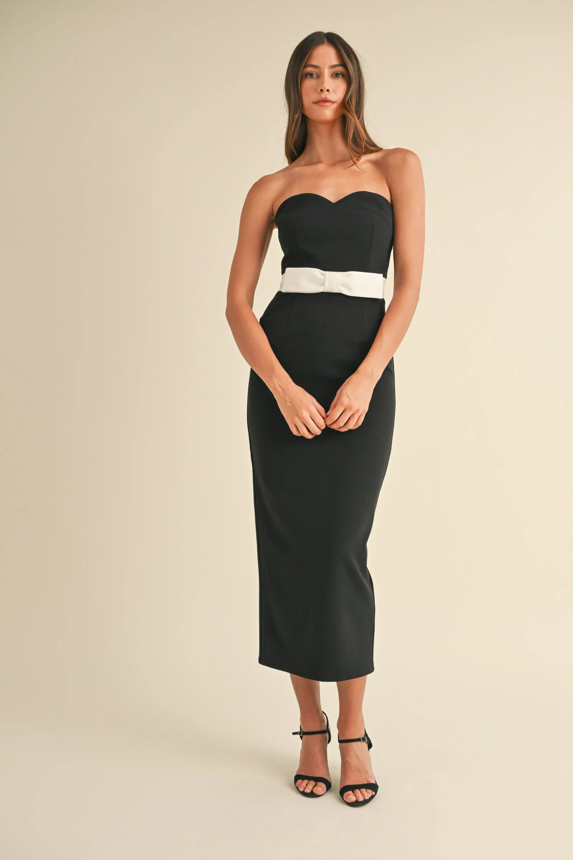 AMELIA WAIST BOW MIDI DRESS