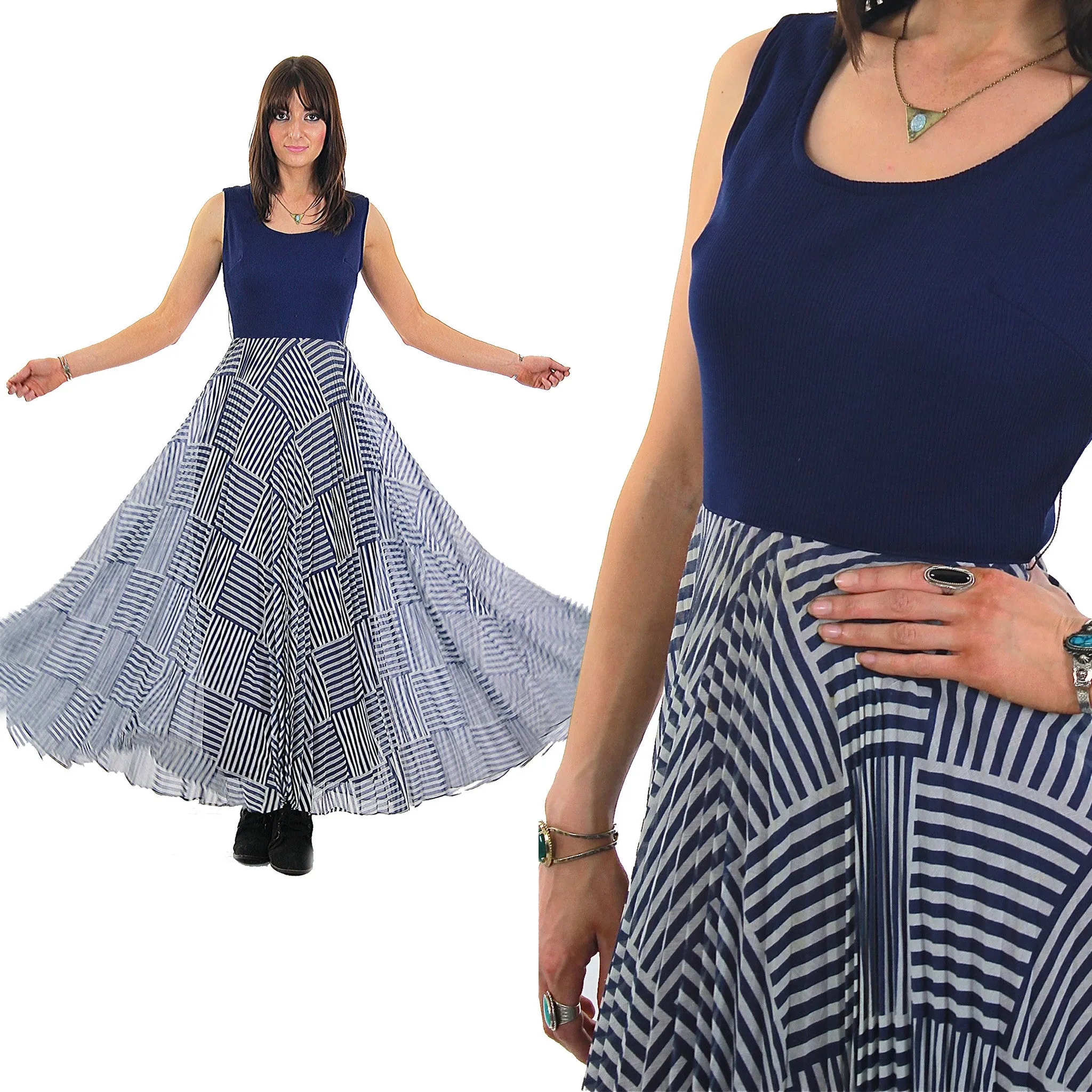 Authentic vintage 70s 1970s boho hippie sheer abstract maxi dress