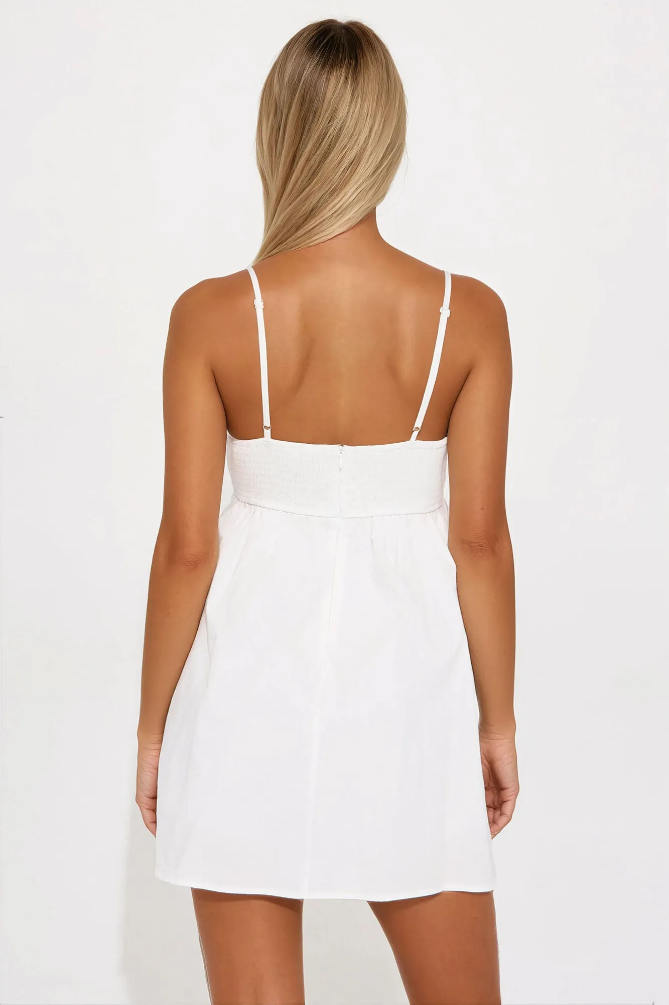 Ava Poplin Babydoll Mini Dress - White