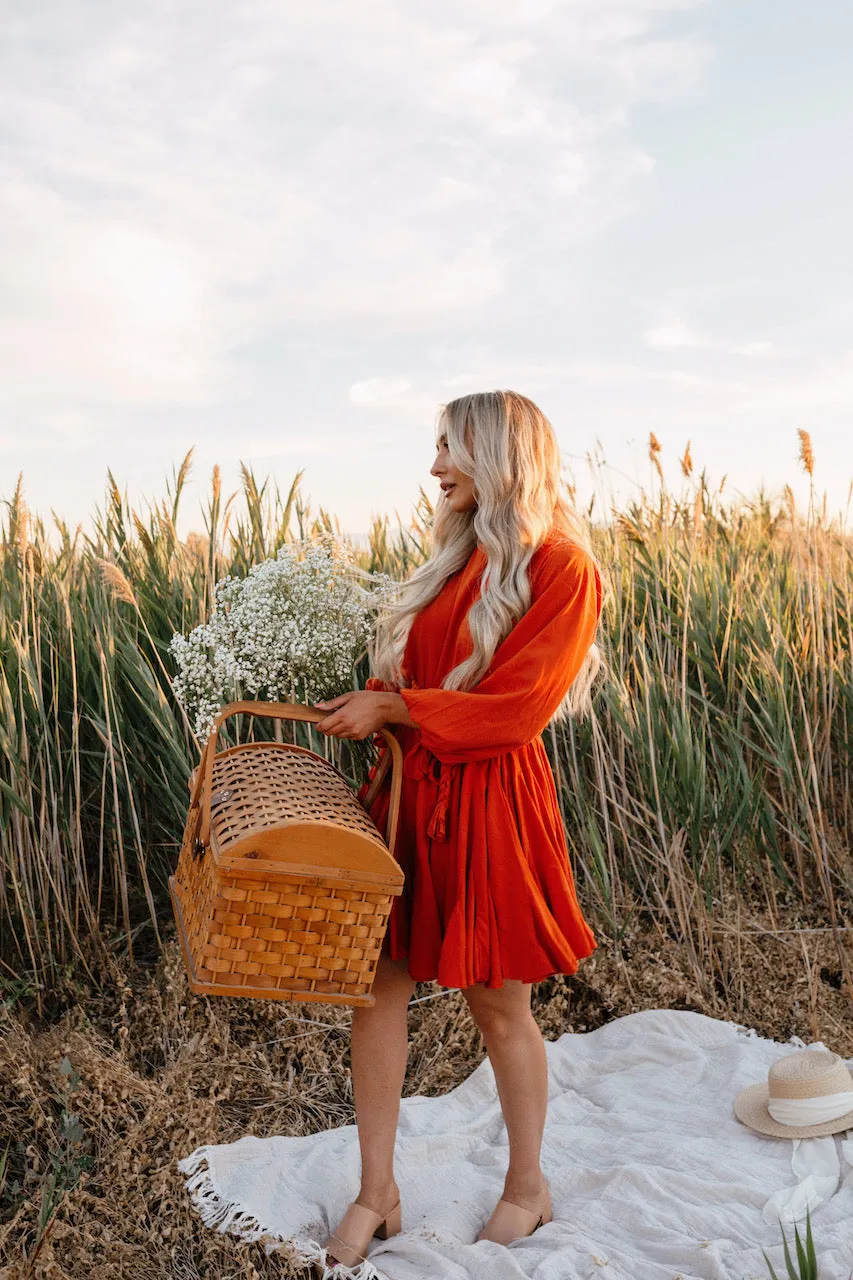 Becca Orange Babydoll Dress