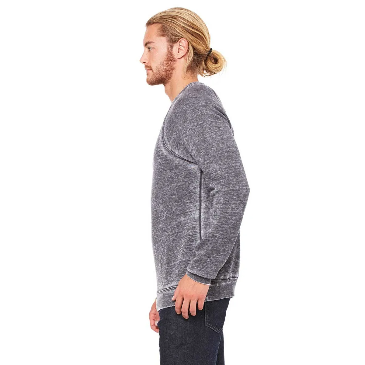 Bella   Canvas Unisex Grey Acid Sponge Fleece Crew Neck Sweatshirt