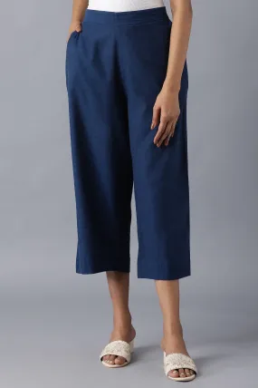 Blue 2Tone Cotton Solid Culotted