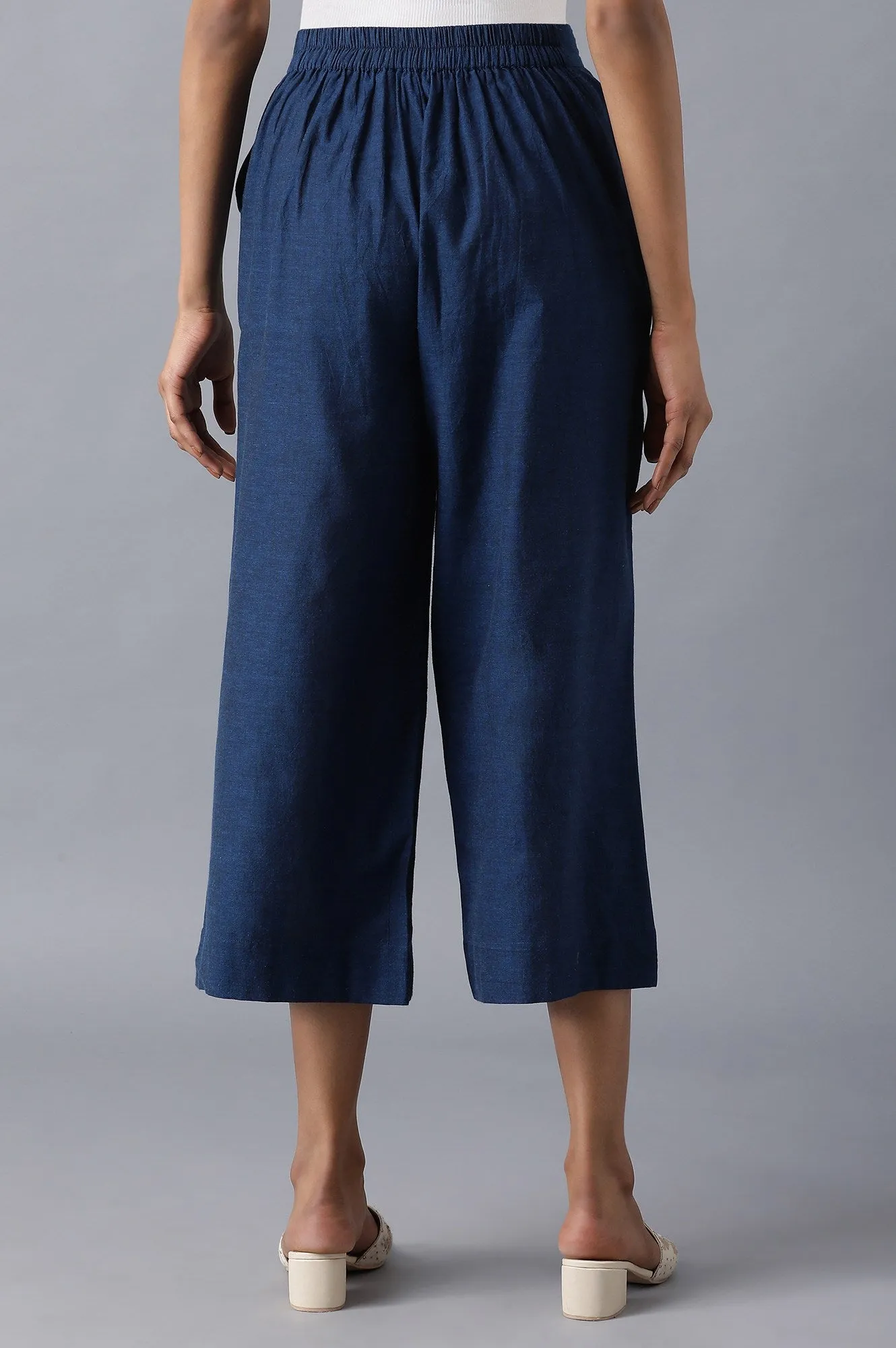 Blue 2Tone Cotton Solid Culotted