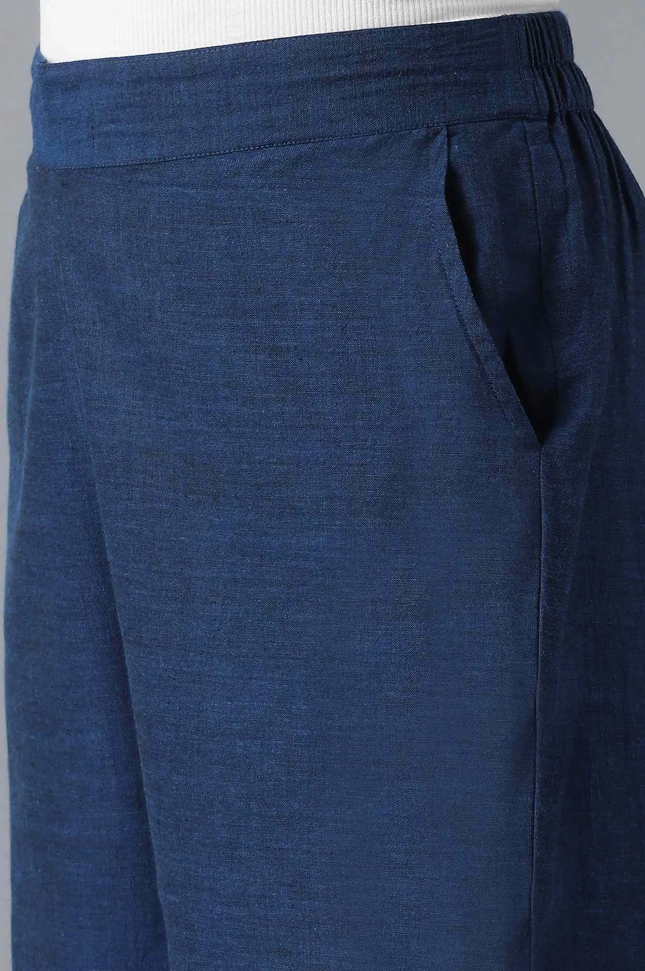 Blue 2Tone Cotton Solid Culotted