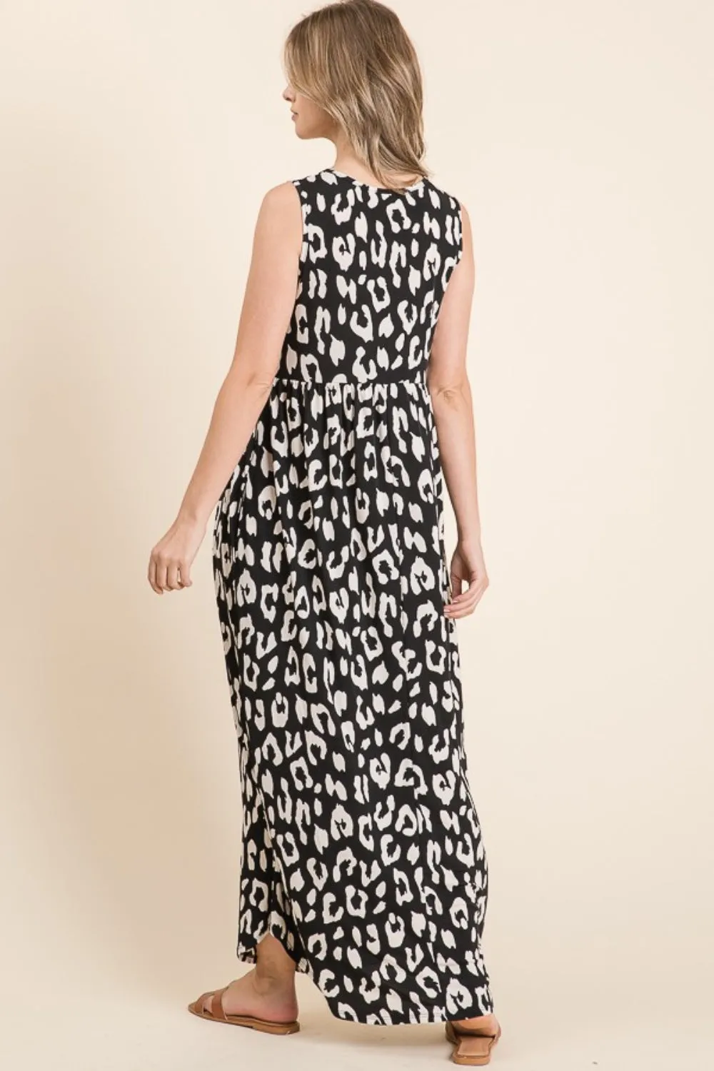 Blue Zone Planet |  BOMBOM Leopard Maxi Dress with Pockets