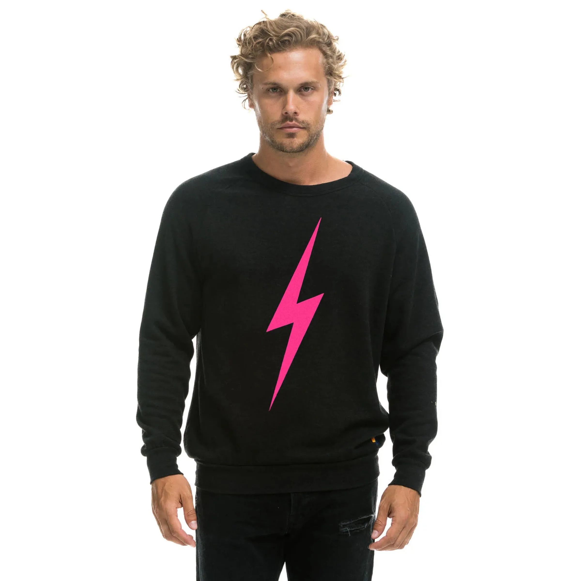Bolt Crew Sweatshirt Black/ Neon Pink