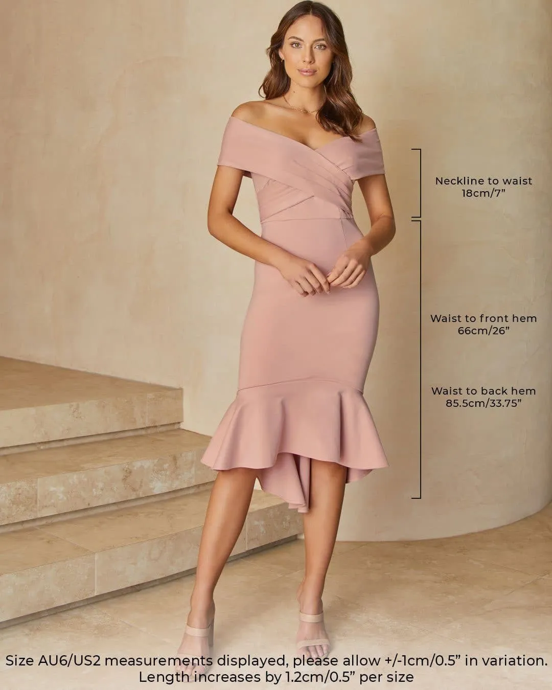 Brienne Midi Dress - Dusty Pink