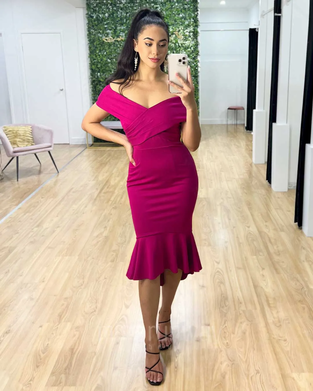 Brienne Midi Dress - Fuchsia