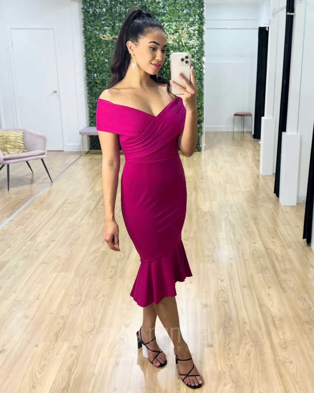 Brienne Midi Dress - Fuchsia