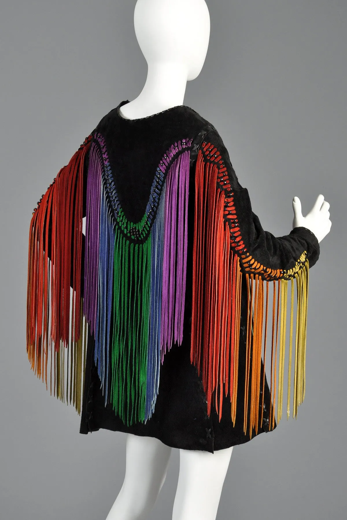 c. 1968 Suede Tunic w/ Rainbow Fringe   Political Provenance