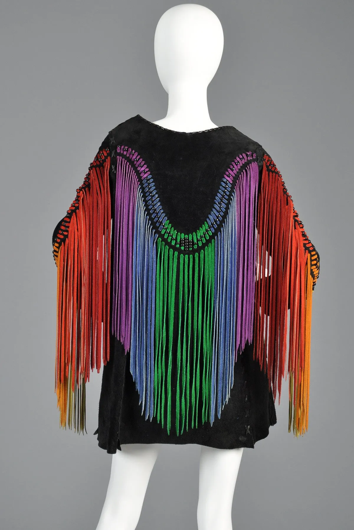 c. 1968 Suede Tunic w/ Rainbow Fringe   Political Provenance