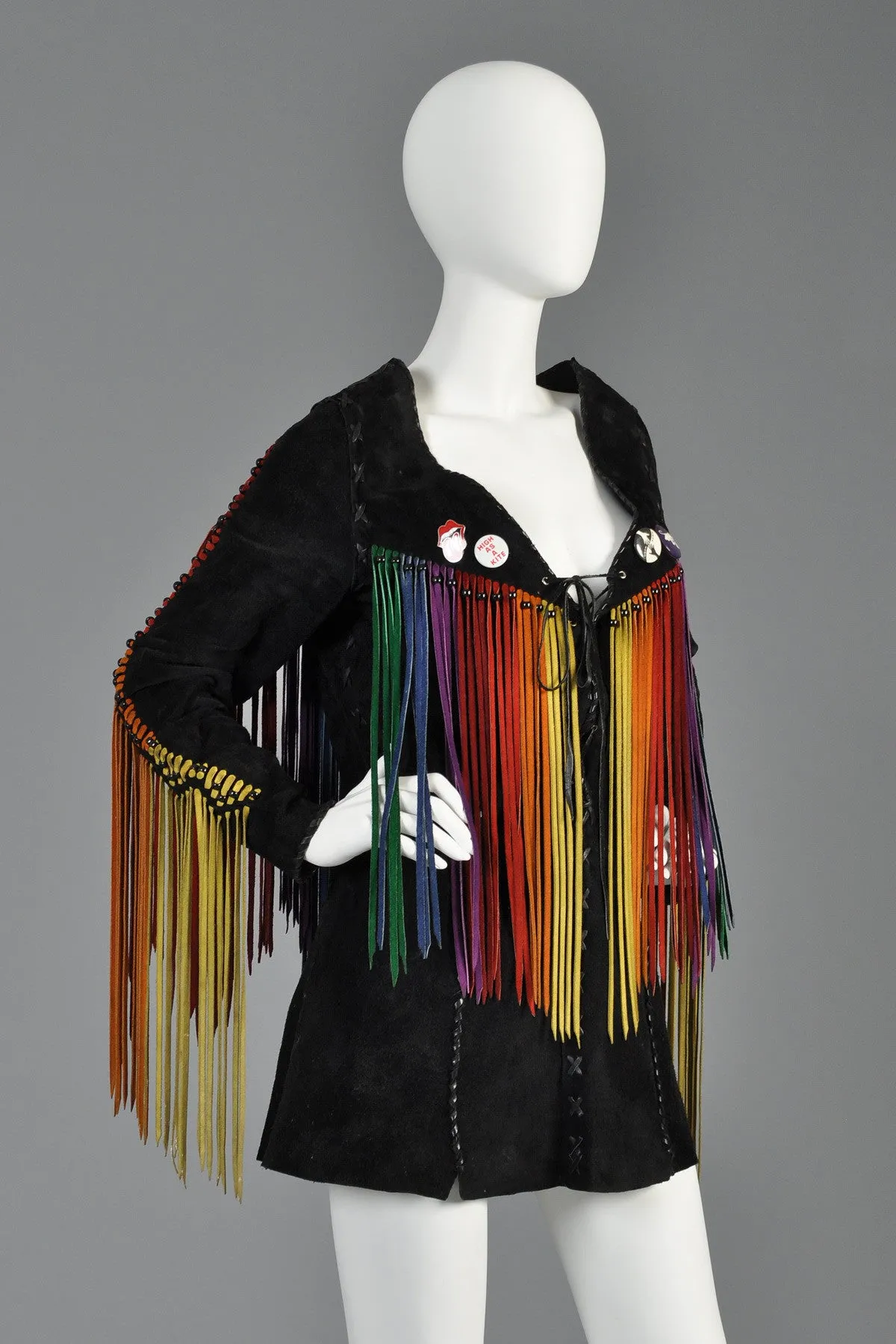 c. 1968 Suede Tunic w/ Rainbow Fringe   Political Provenance