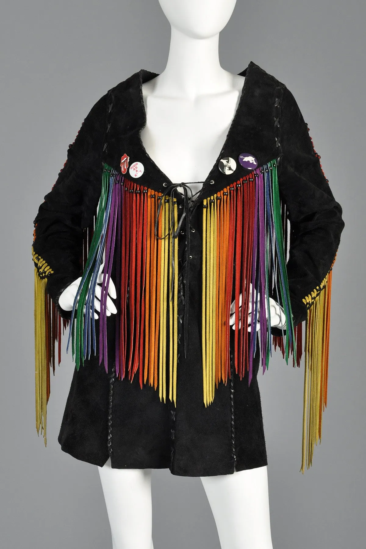 c. 1968 Suede Tunic w/ Rainbow Fringe   Political Provenance