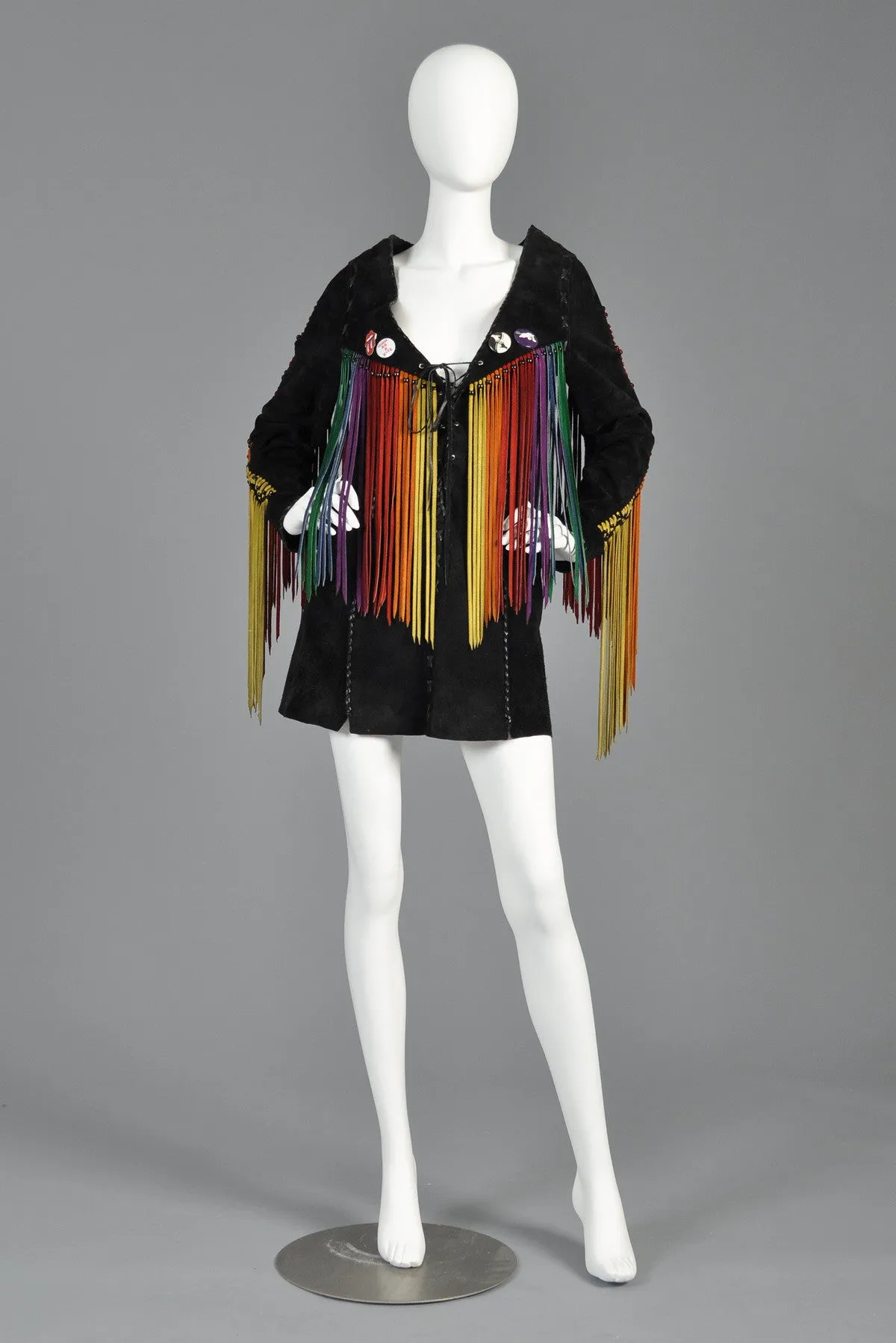 c. 1968 Suede Tunic w/ Rainbow Fringe   Political Provenance