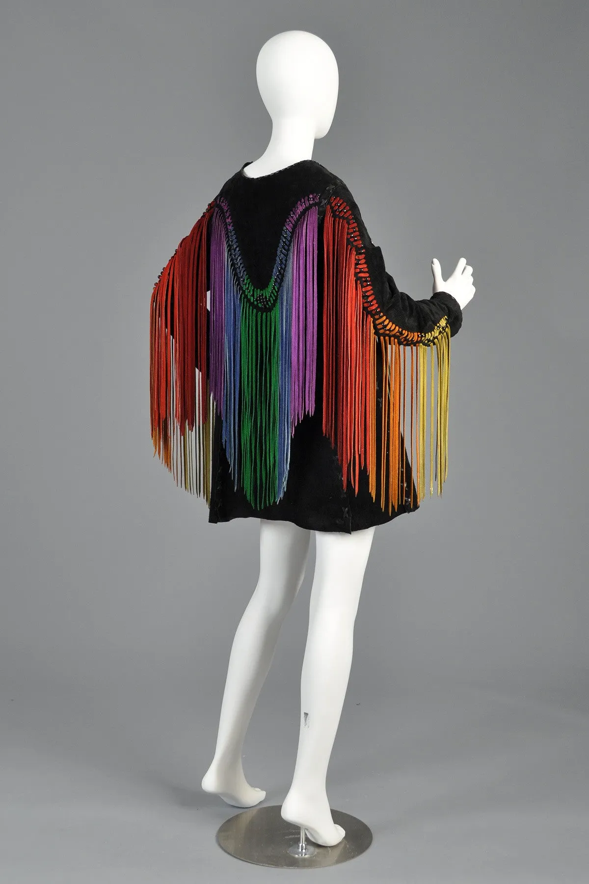 c. 1968 Suede Tunic w/ Rainbow Fringe   Political Provenance
