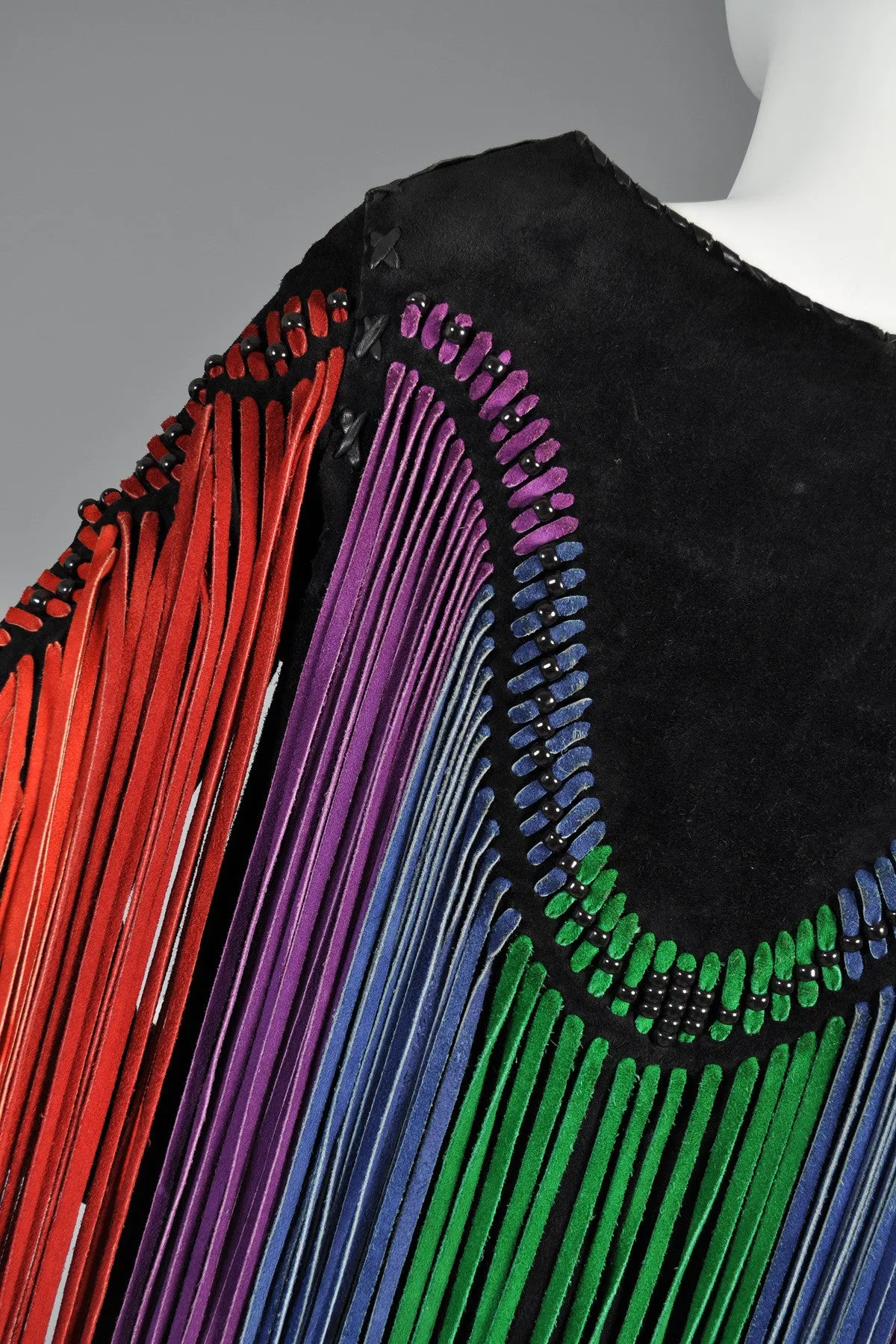 c. 1968 Suede Tunic w/ Rainbow Fringe   Political Provenance