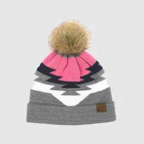 CC Beanie Aztec Pom Knit Cap