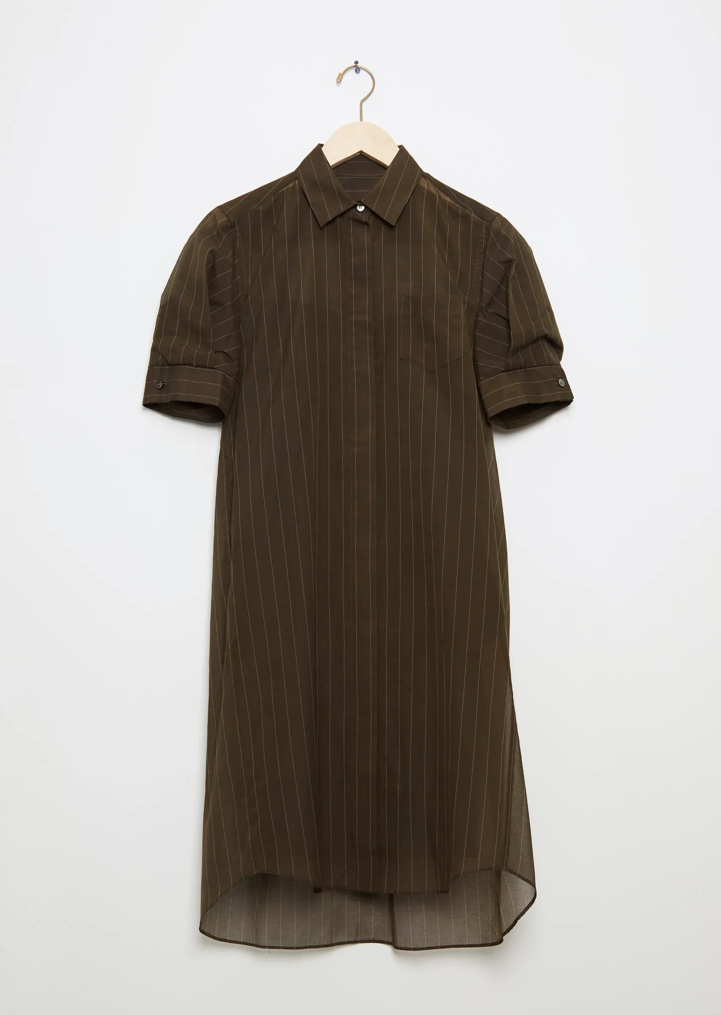 Chalk Stripe Cotton Blend Shirt Dress