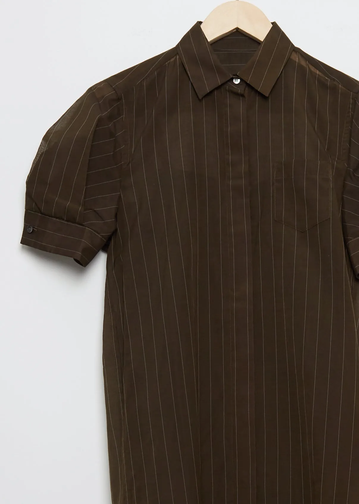 Chalk Stripe Cotton Blend Shirt Dress