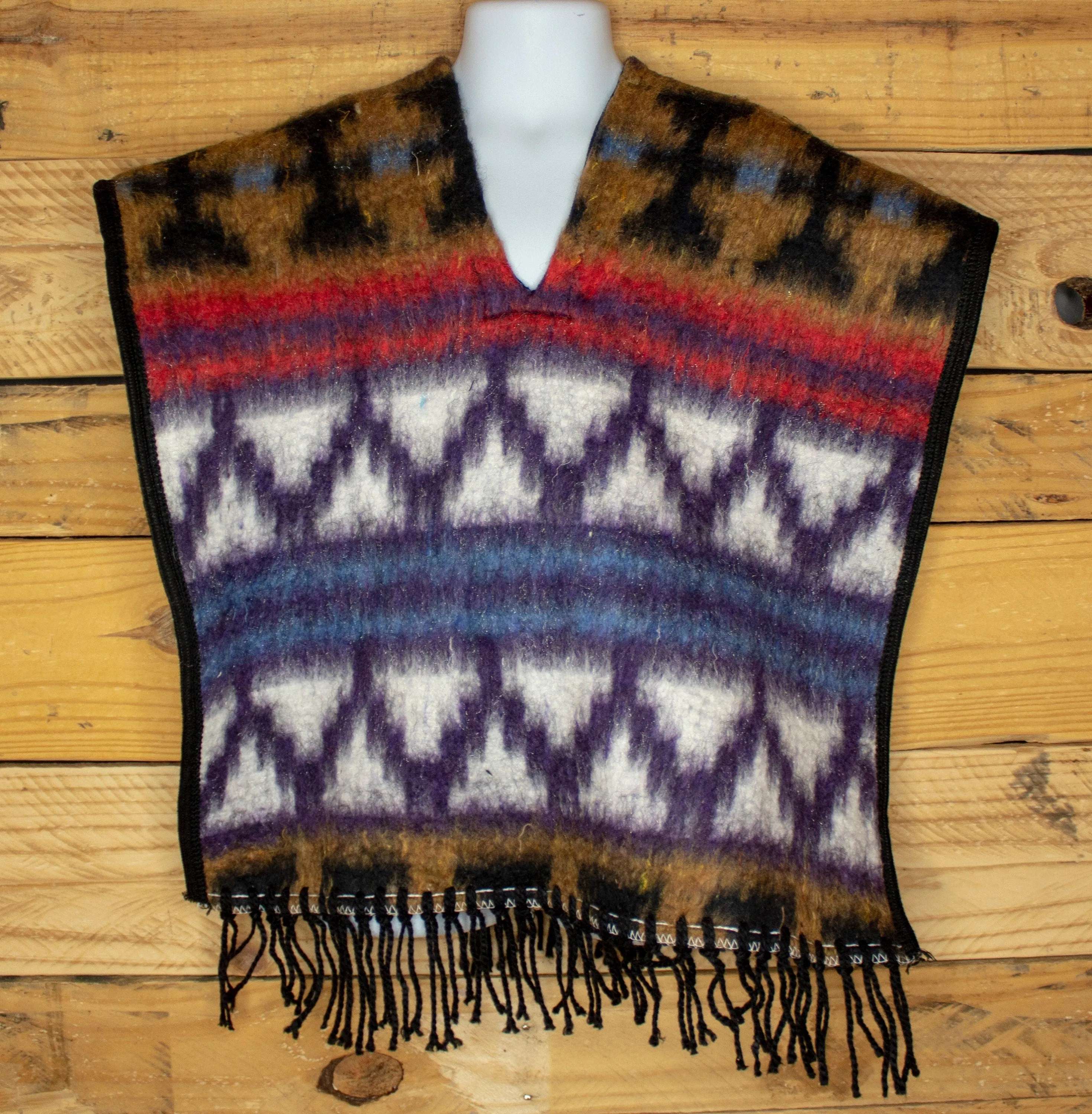 CHILDRENS WALKER TODDLER  kids sized 2 sided reversible Mexican Poncho rebozo gaban