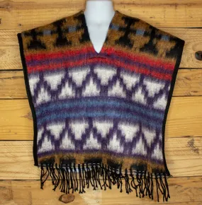 CHILDRENS WALKER TODDLER  kids sized 2 sided reversible Mexican Poncho rebozo gaban