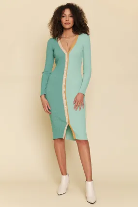 Color Blocked Long Sweater Dress Cardigan