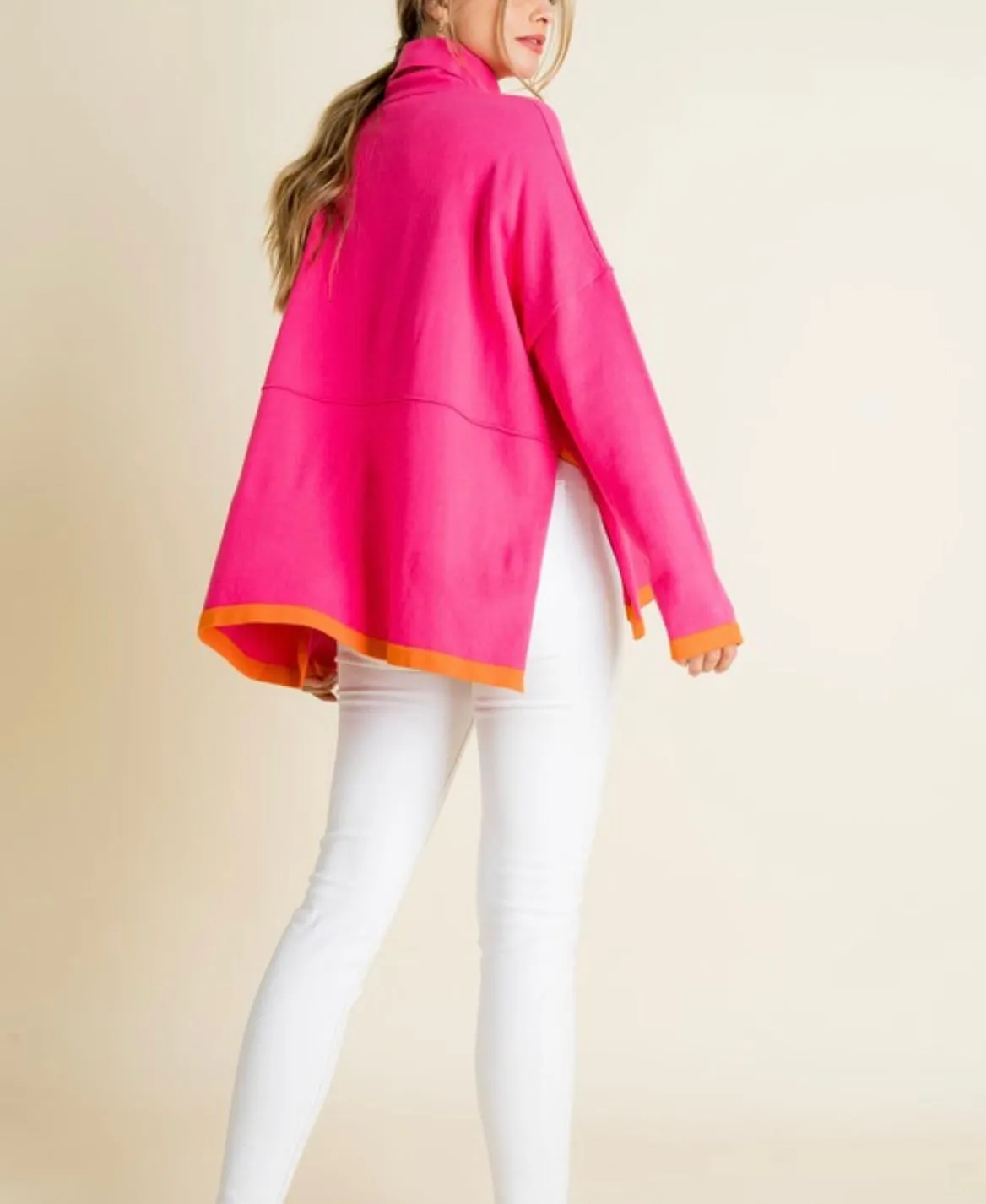 Colorblock Poncho in Pink