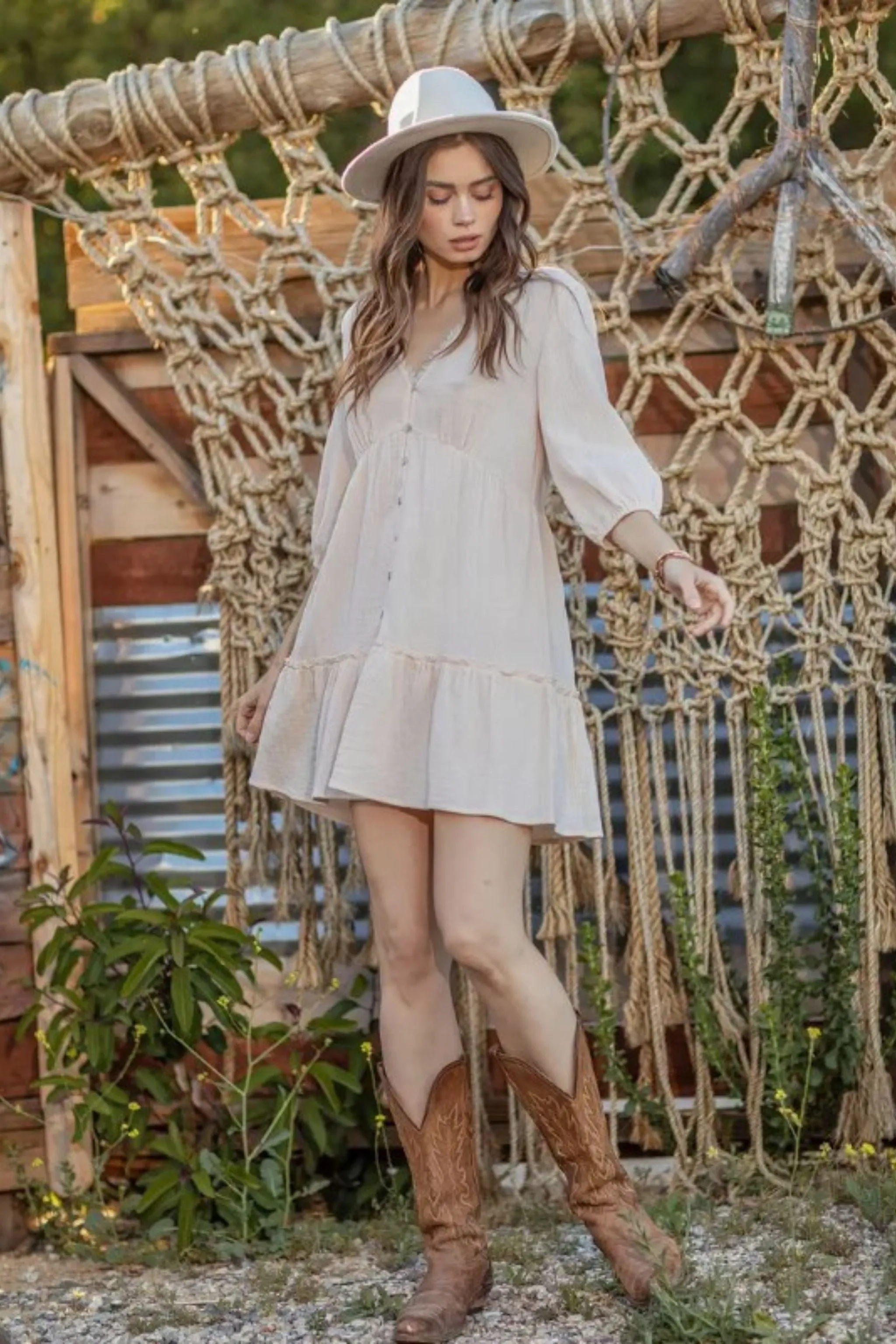 Cotton Babydoll Mini Dress