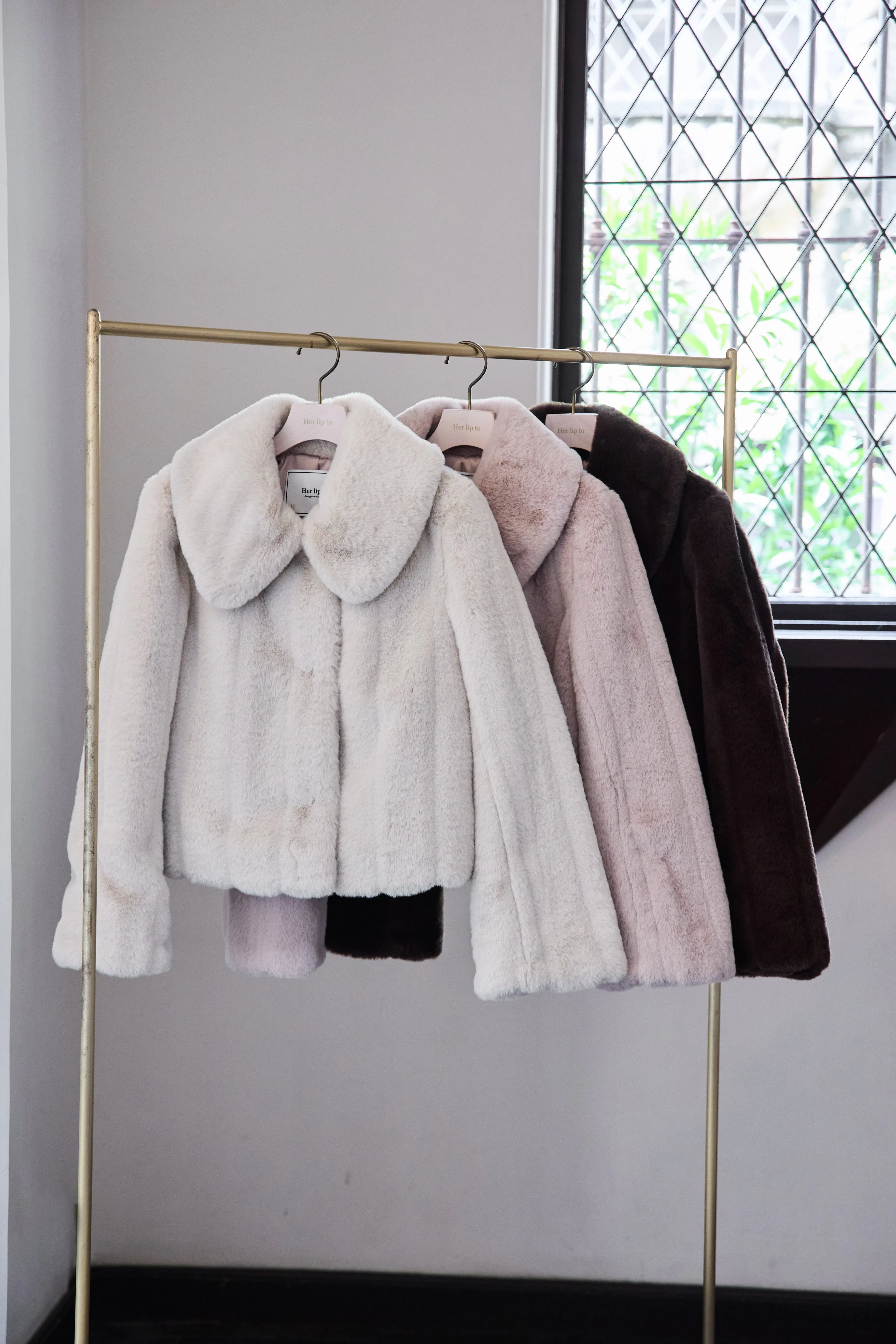 【cream / tea rose / rich brown】Winter Love Faux Fur Coat