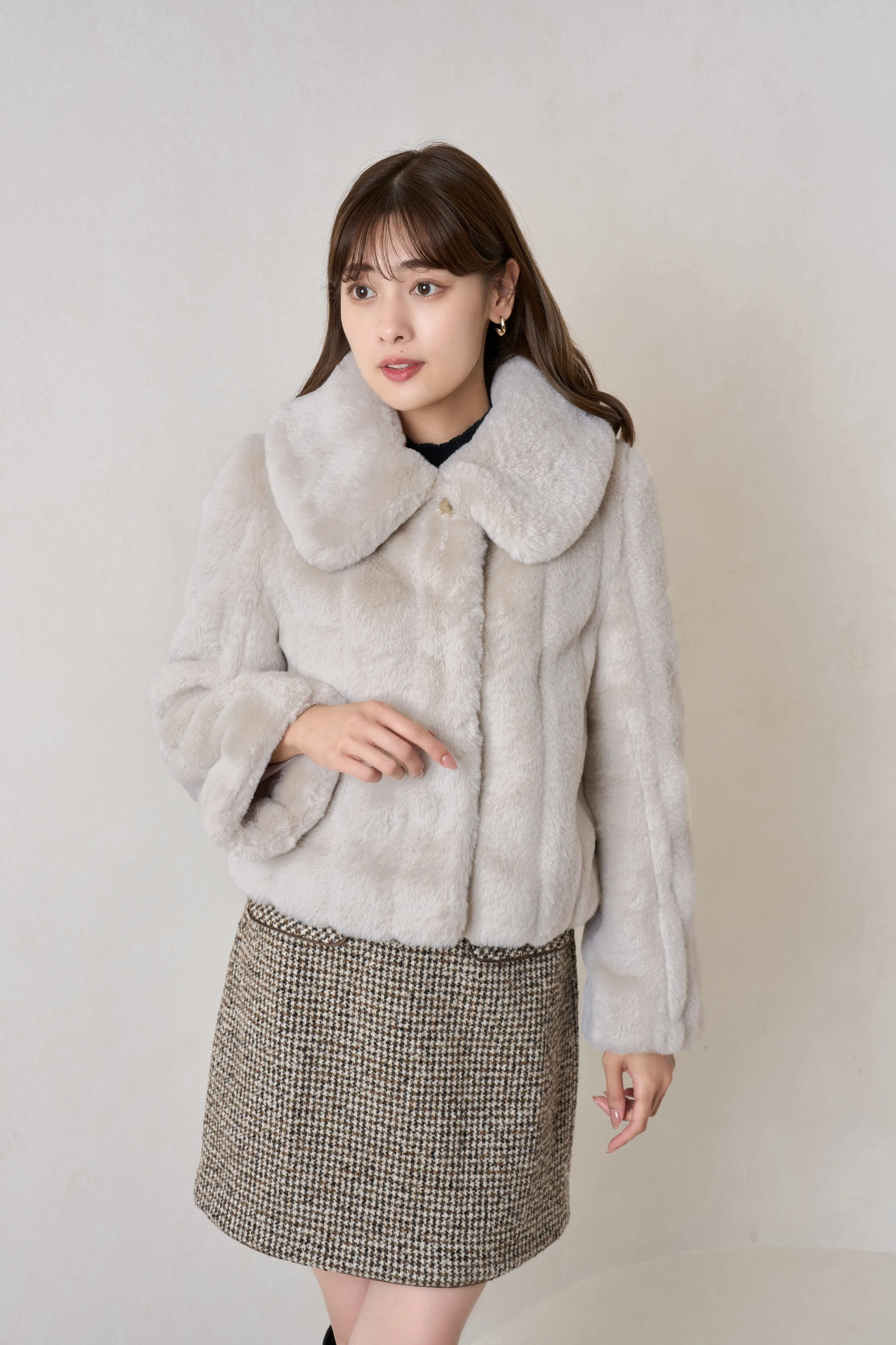 【cream / tea rose / rich brown】Winter Love Faux Fur Coat