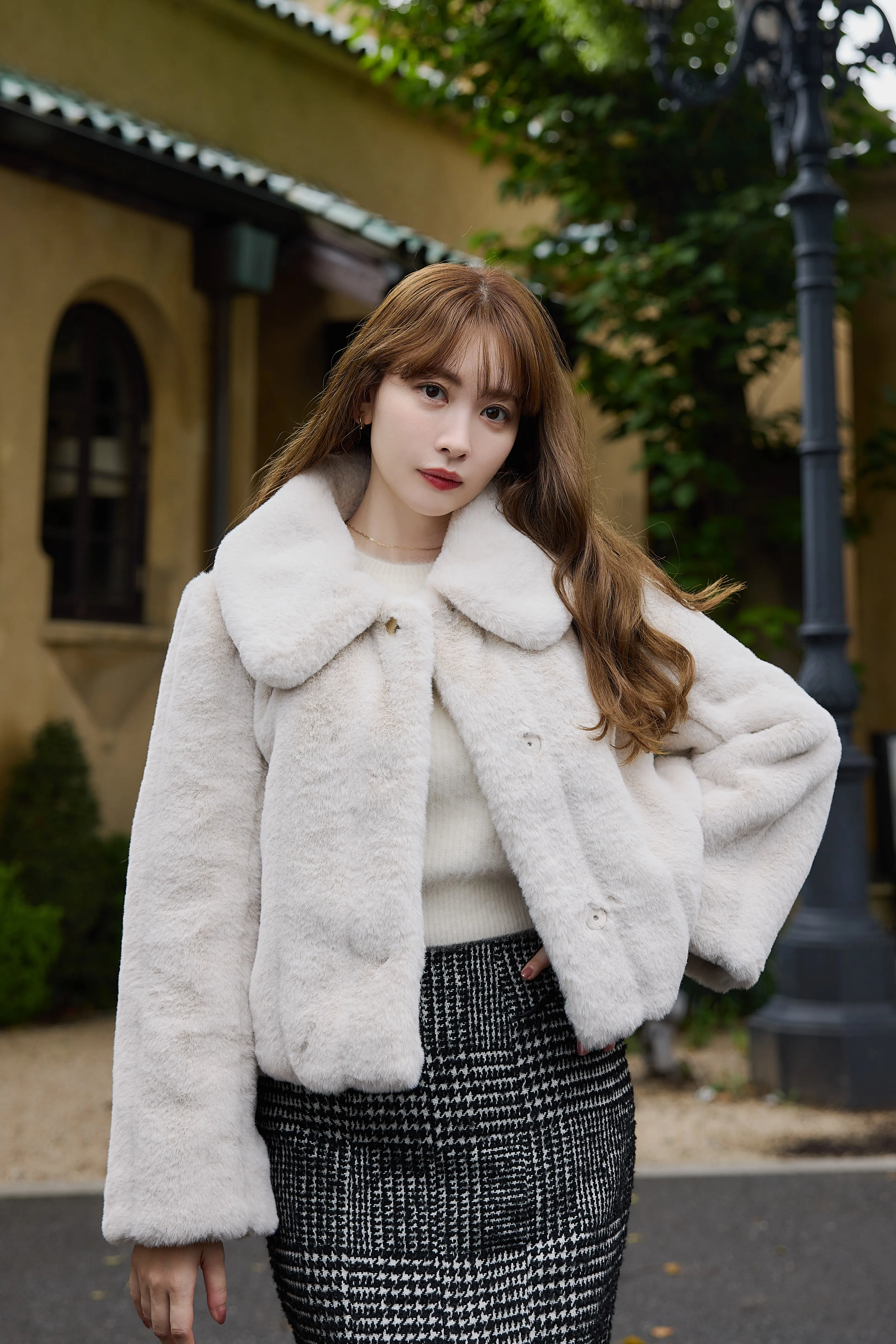 【cream / tea rose / rich brown】Winter Love Faux Fur Coat