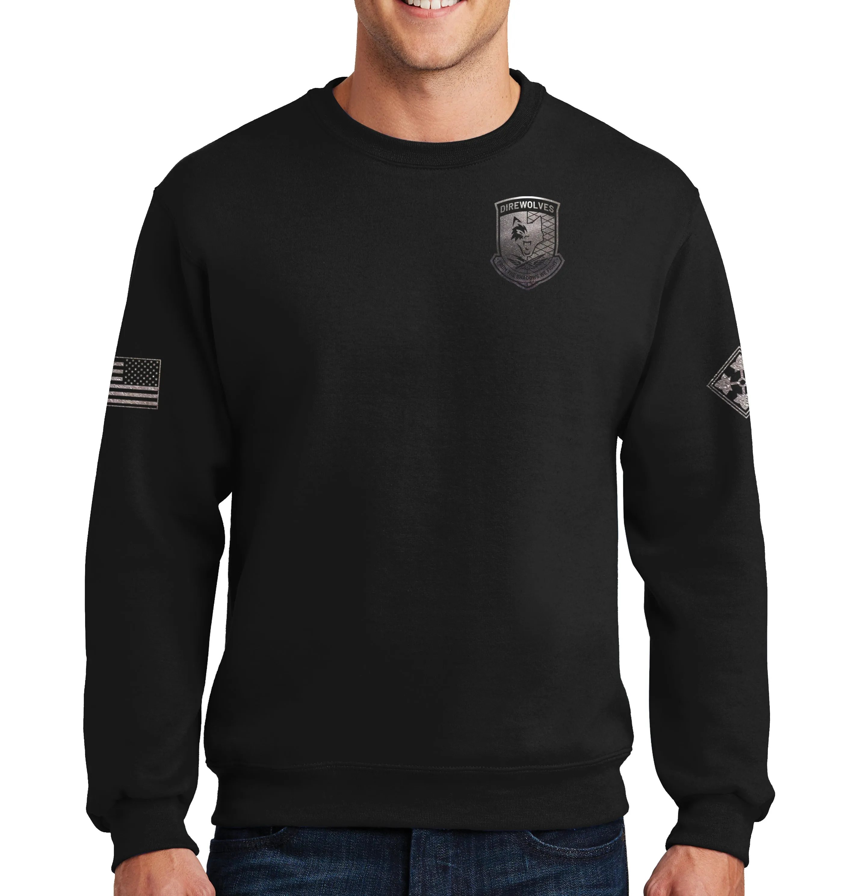 Crewneck Unisex Sweatshirt. Black on Black Design. This shirt IS approved for PT.
