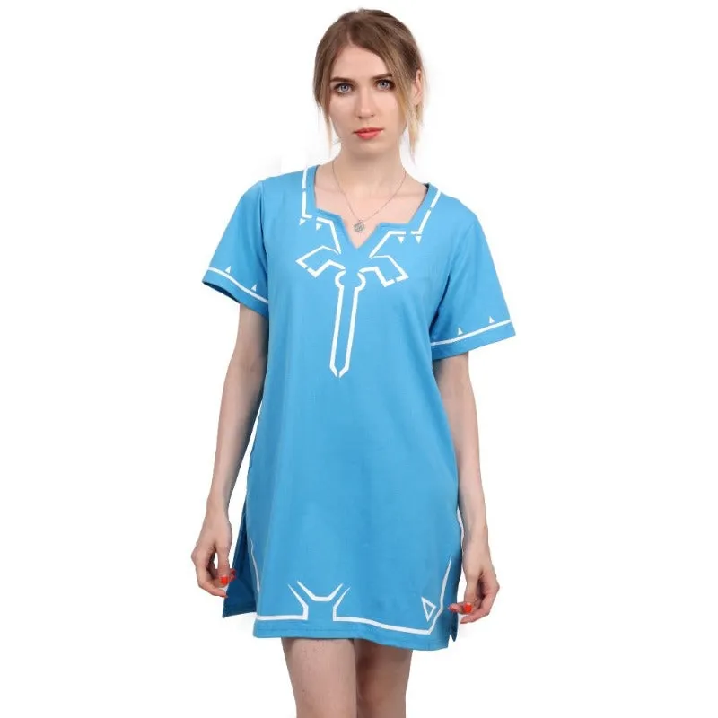 DAZCOS Loose Fit Champion's Tunic Game Inspired Blue Nightgowns for Girls