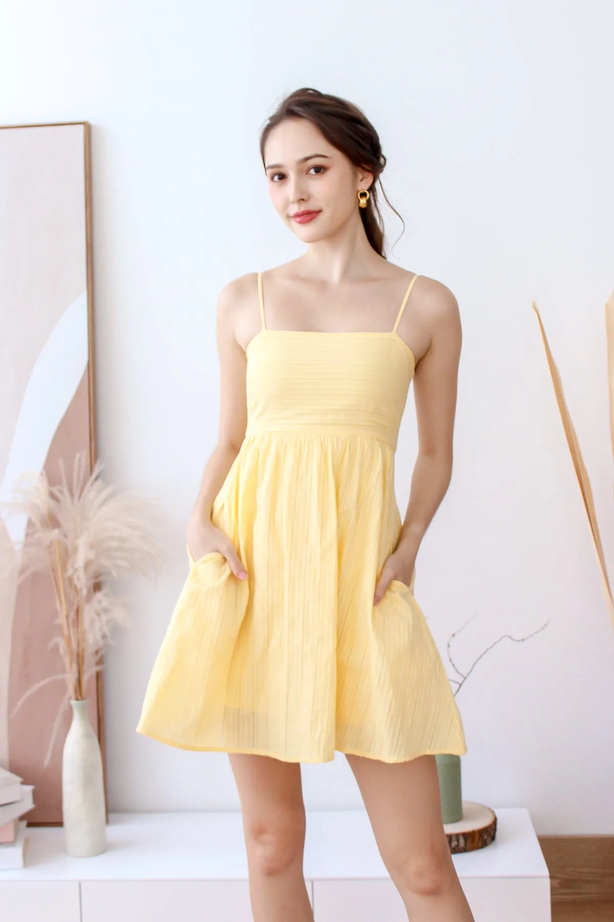 Della Babydoll Dress Romper - Butter Yellow [XS/S/M/L/XL]