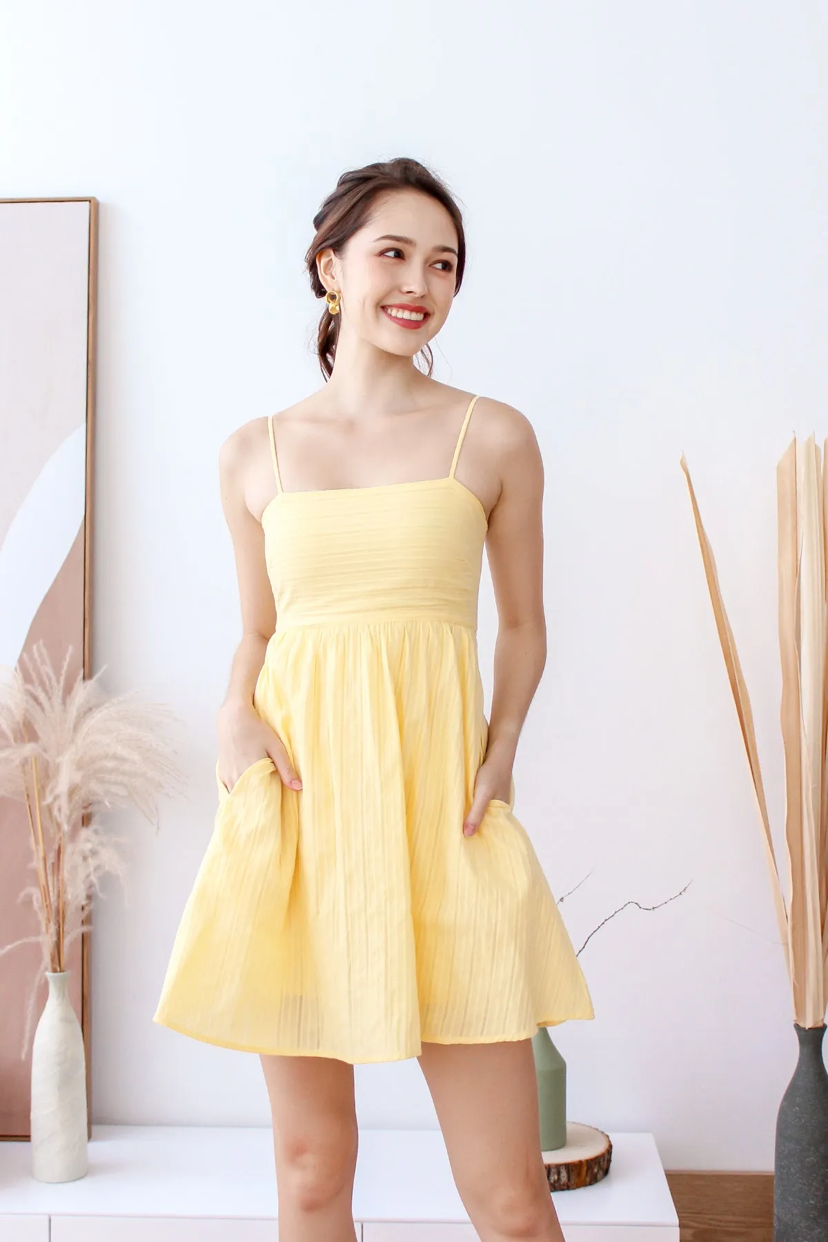 Della Babydoll Dress Romper - Butter Yellow [XS/S/M/L/XL]