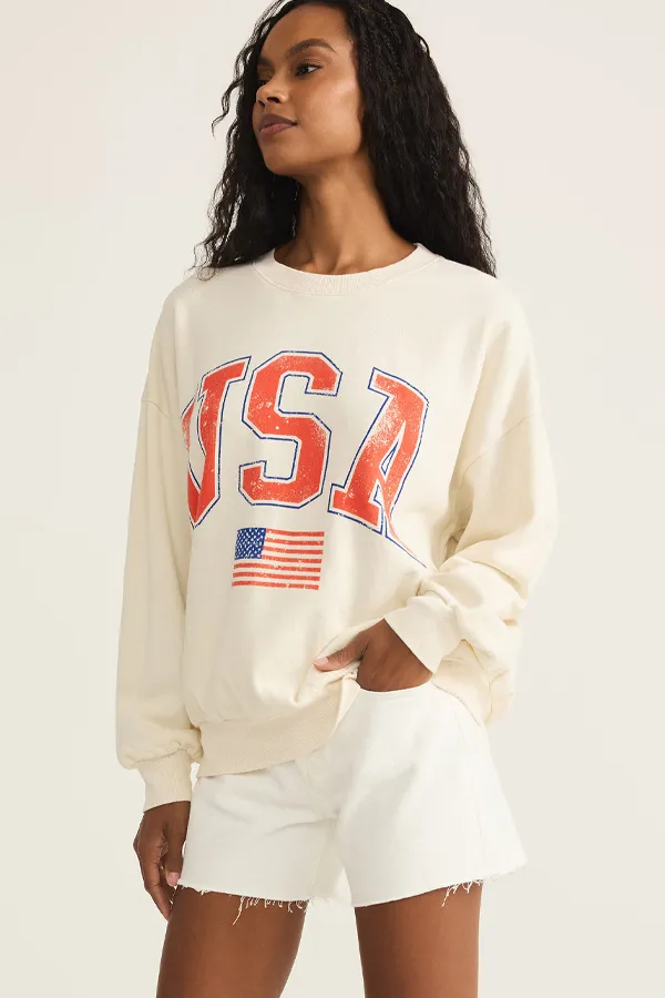 Flag Sunday Sweatshirt | Sea Salt