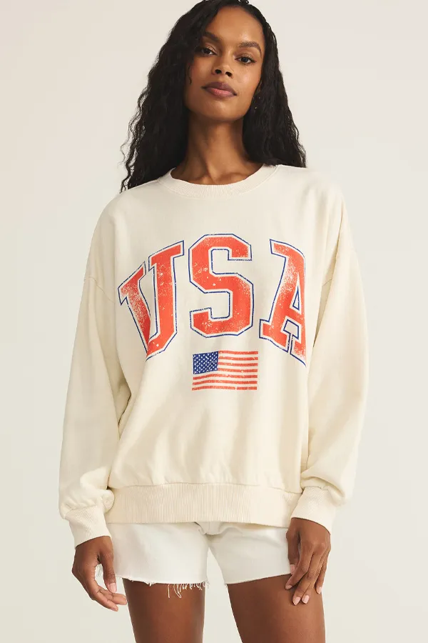 Flag Sunday Sweatshirt | Sea Salt