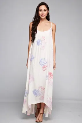 Floral Print Sleeveless High Low Maxi Dress